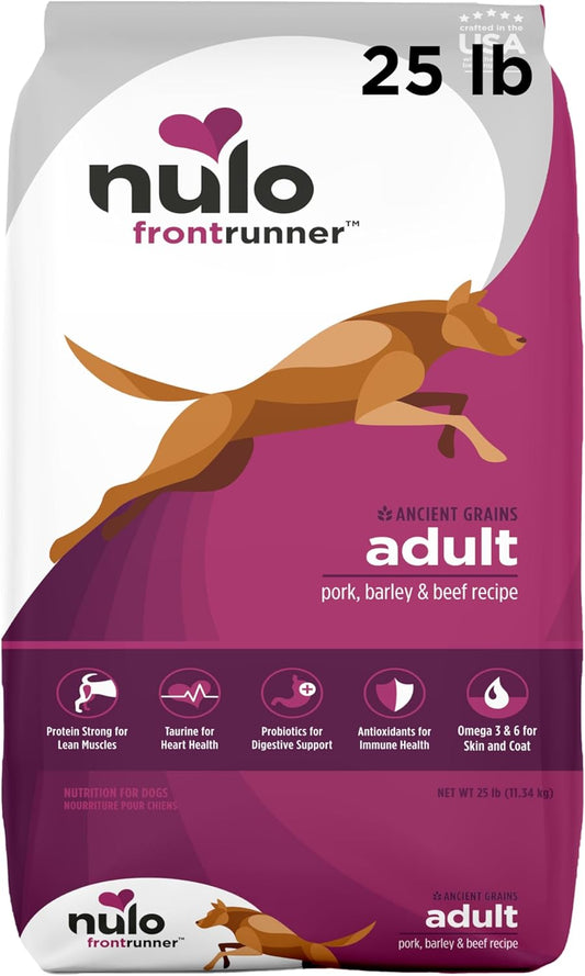 Frontrunner Pork, Barley & Beef Adult Dry Kibble Dog Food with Ancient Grains, 25 Pound Bag