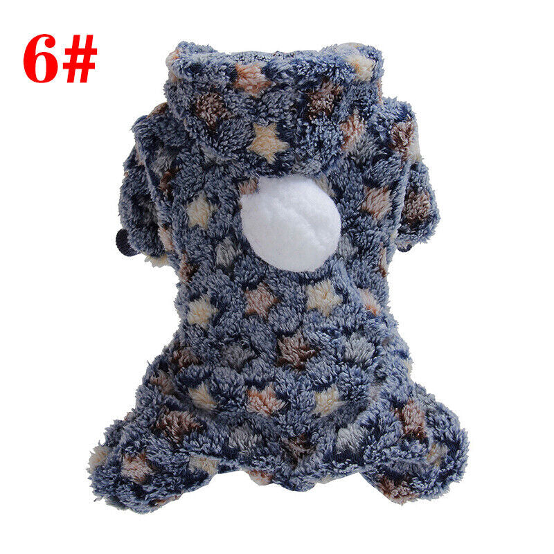 Pet Soft Plush Fleece Winter Small Dog Clothes Jumpsuit Hoodie Puppy Warm Coat