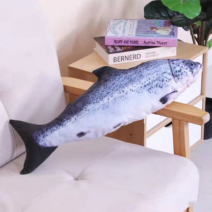 Pet Plush Cat Catnip Toy Teeth Teasing Cat Toy Simulated Fish Cat Fish Throw Pillow