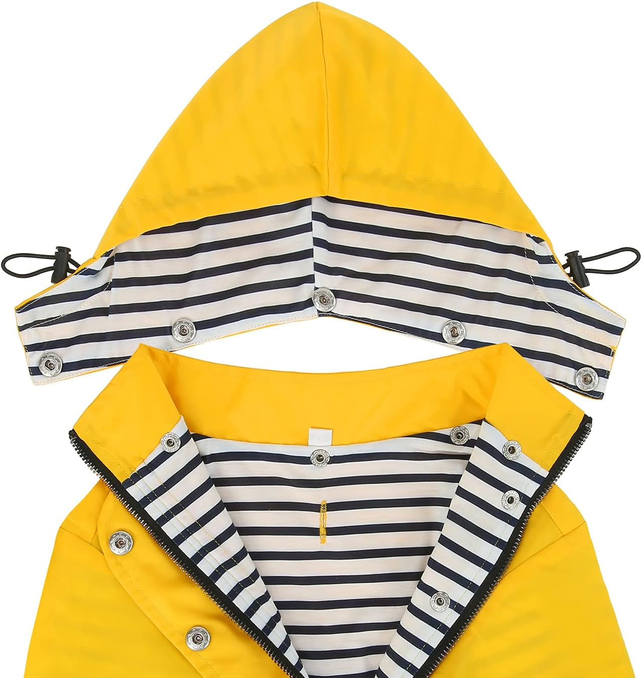 Dog Raincoat Double Layer Zip Rain Jacket with Hood for Small to Large Dogs Yellow - M