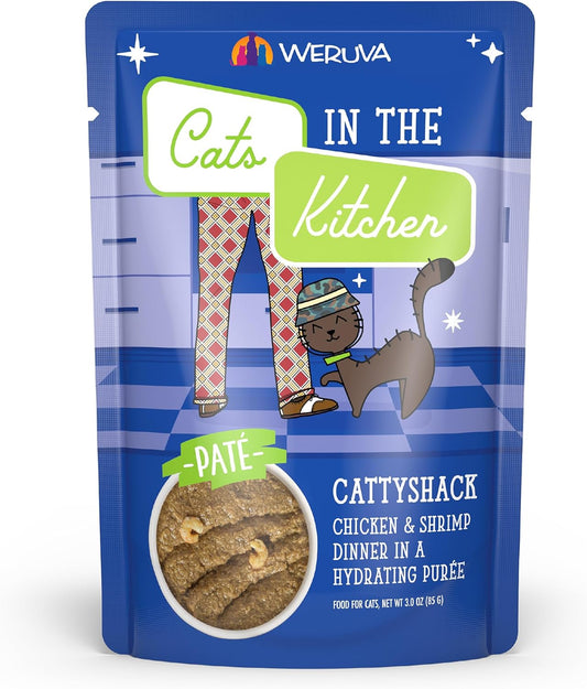 Cats in the Kitchen Slide N' Serve Grain-Free Natural Wet Pate Cat Food Pouches, Cattyshack, 3Oz Pouch (Pack of 12)