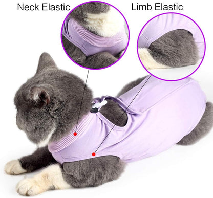 Cat Surgery Recovery Suit for Surgical Abdominal Wounds Home Indoor Pet Clothing E-Collar Alternative for Cats after Surgery Pajama Suit