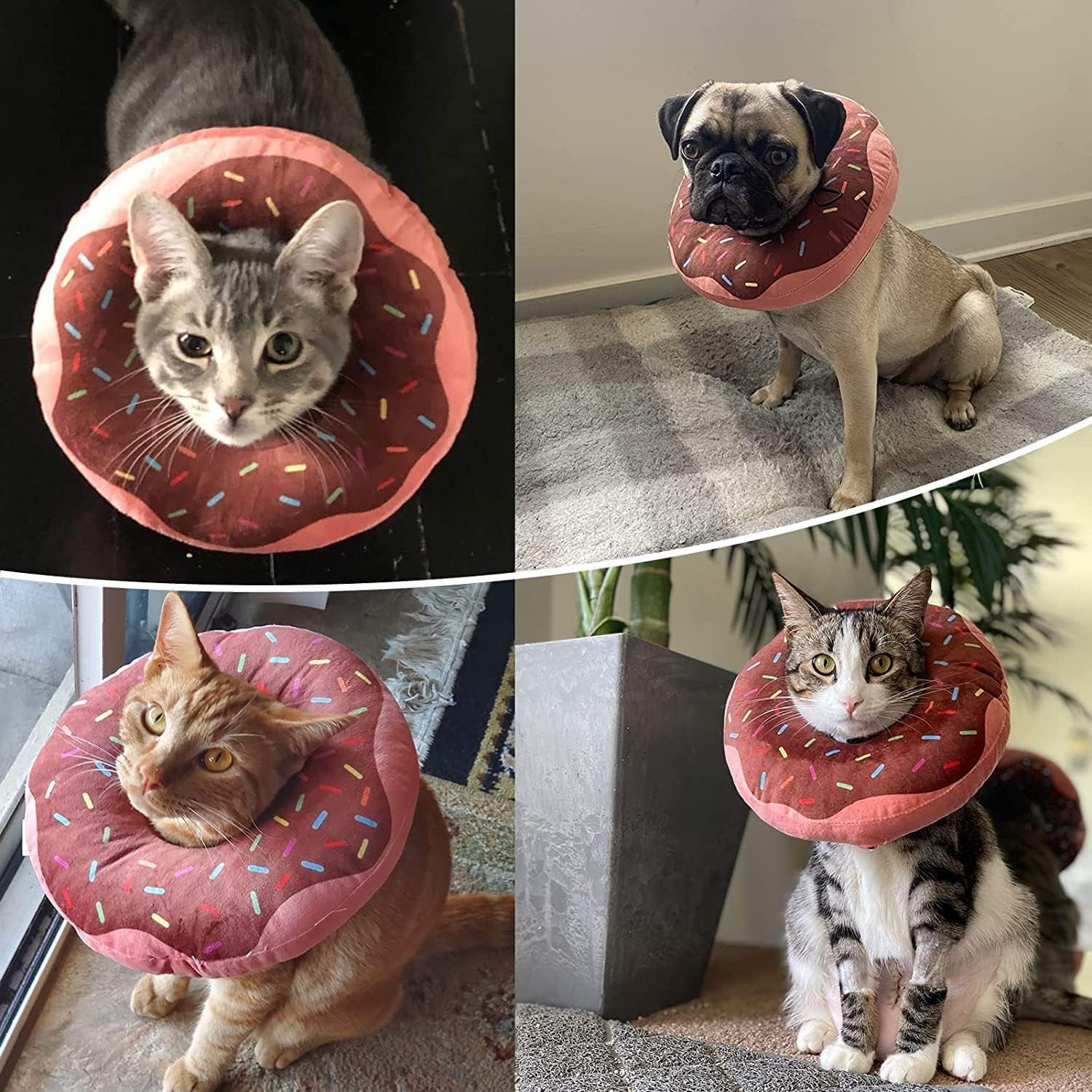 Cat Recovery Collar Soft - Cat Surgery Cone Collar Cute Donut, Adjustable Neck Protective E Collar for Cats Puppies Small Breeds Dogs Wound Healing