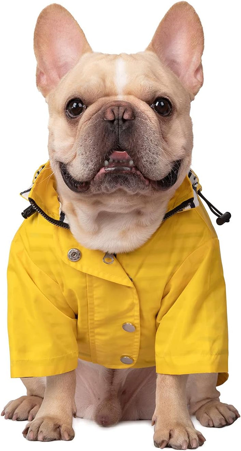 Dog Raincoat Double Layer Zip Rain Jacket with Hood for Small to Large Dogs Yellow - M