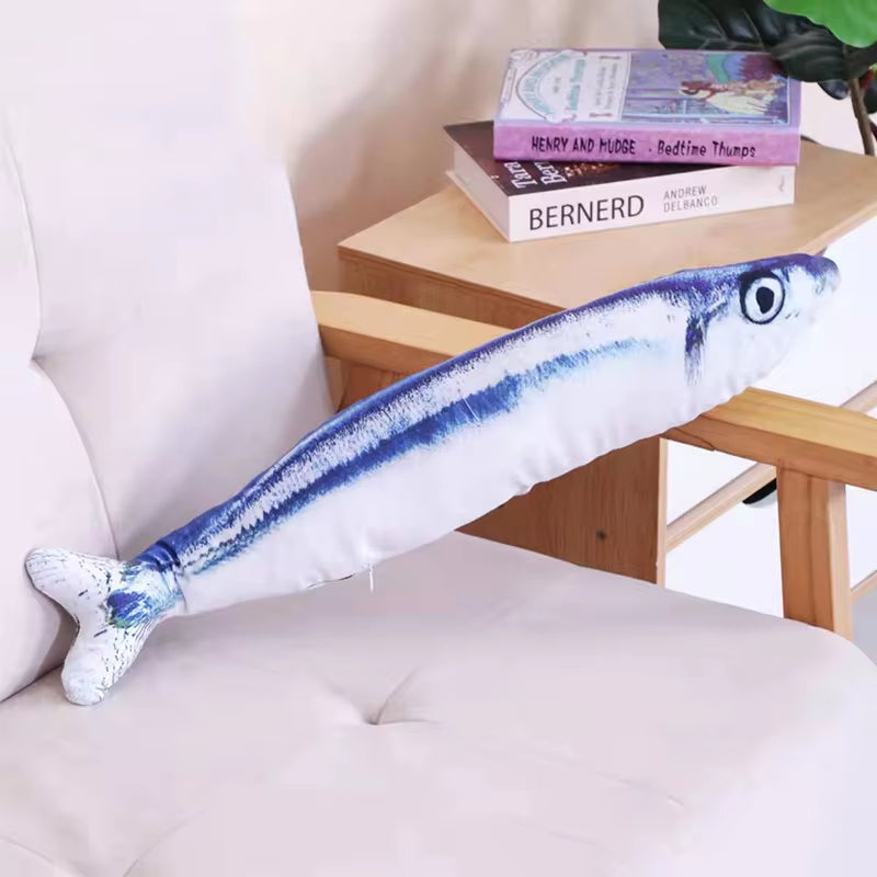 Pet Plush Cat Catnip Toy Teeth Teasing Cat Toy Simulated Fish Cat Fish Throw Pillow