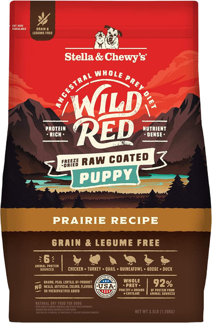 Wild Red Dry Dog Food Raw Coated High Protein Grain & Legume Free Puppy Prairie Recipe, 3.5 Lb. Bag