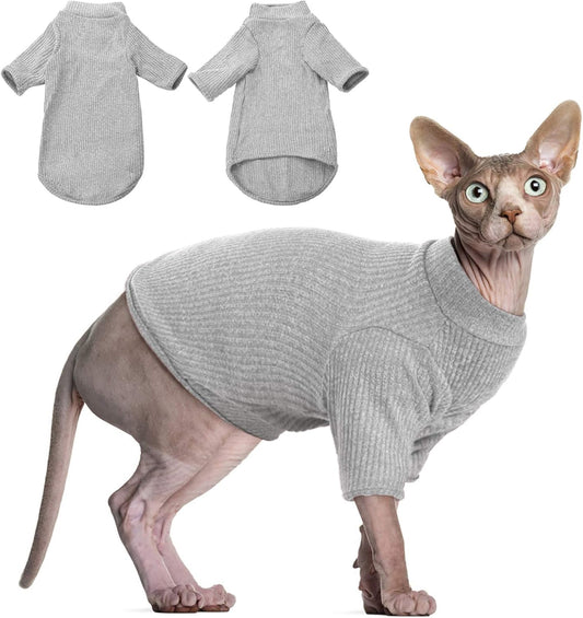 Sphynx Hairless Cats Shirt Pullover Kitten T-Shirts, Breathable Cat Wear Turtleneck Sweater Adorable Cat'S Clothes Vest Pajamas Jumpsuit