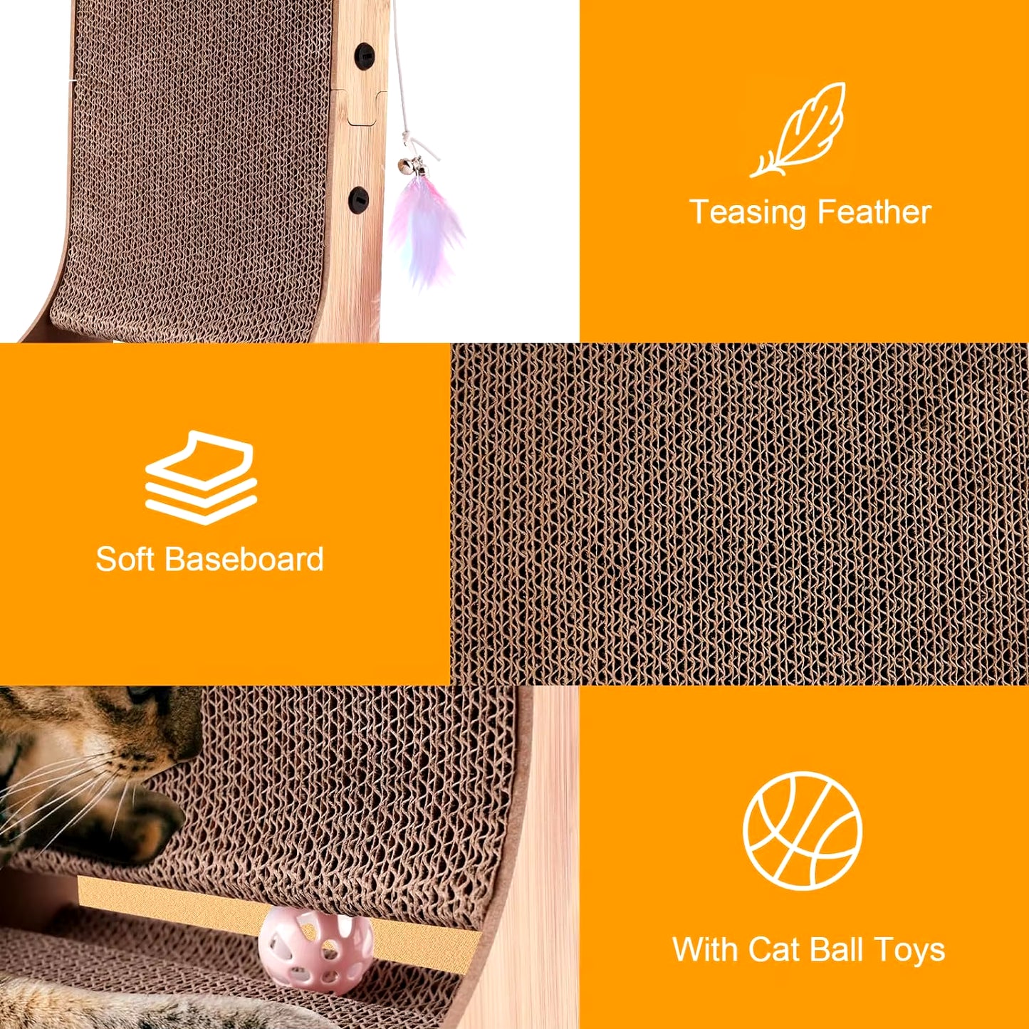 L Shape Cat Scratcher, 23.6 Inch Cat Scratchers for Indoor Cats, Protecting Furniture Cat Scratch Pad, Cardboard Cat Scratching