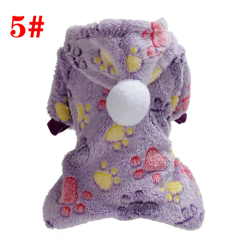 Pet Soft Plush Fleece Winter Small Dog Clothes Jumpsuit Hoodie Puppy Warm Coat