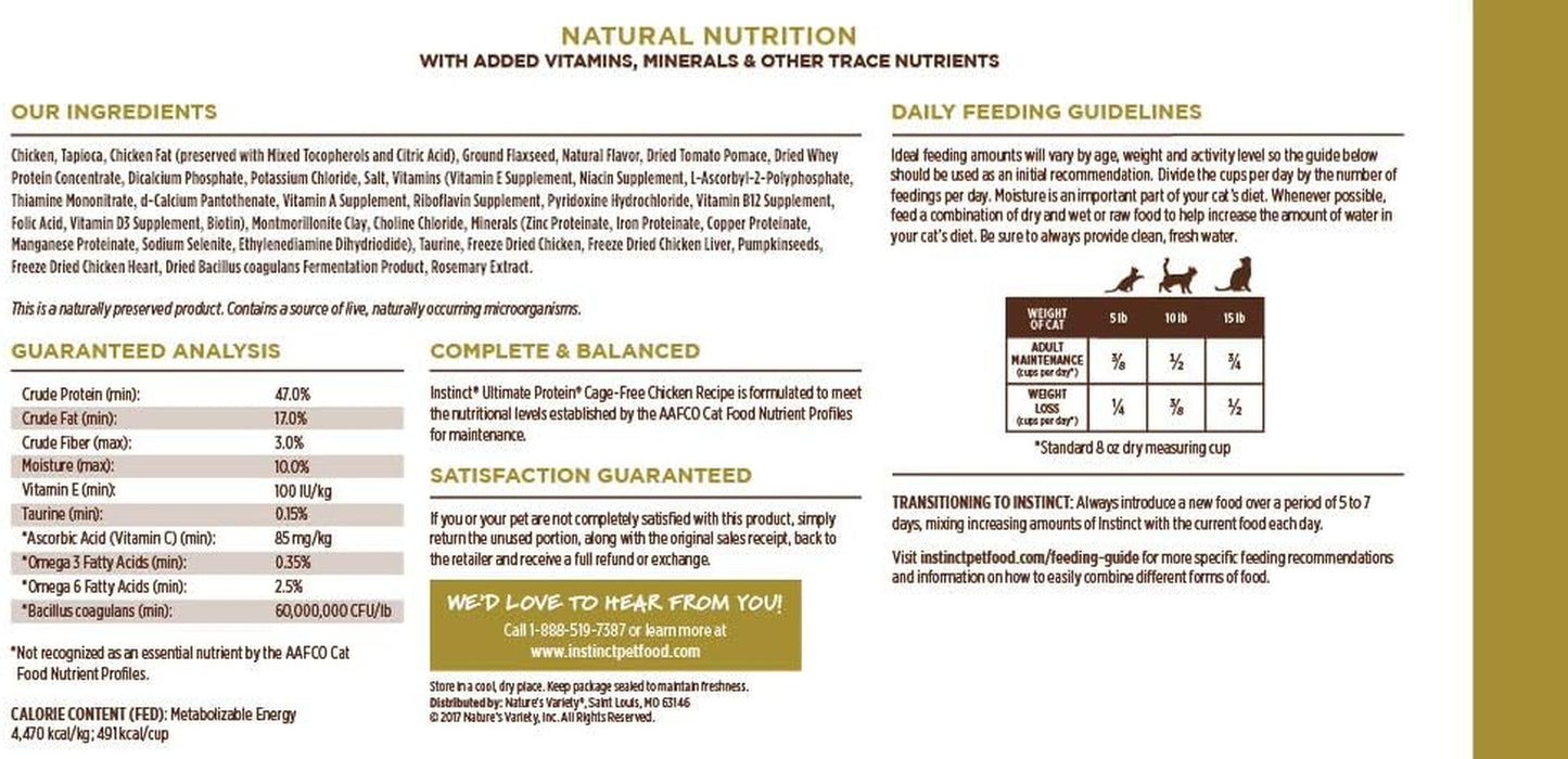 Ultimate Protein Grain Free Cage Free Chicken Recipe Natural Dry Cat Food, 10 Lb. Bag