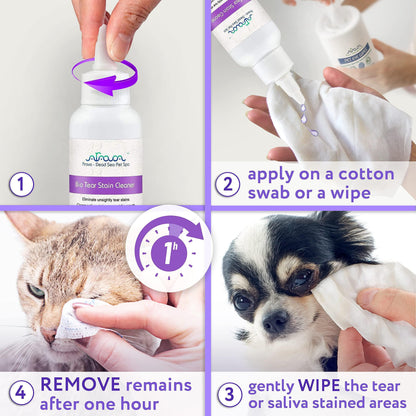 Tear Stain Remover Eye Stain Cleaner for Dogs & Cats with Natural Ingredients