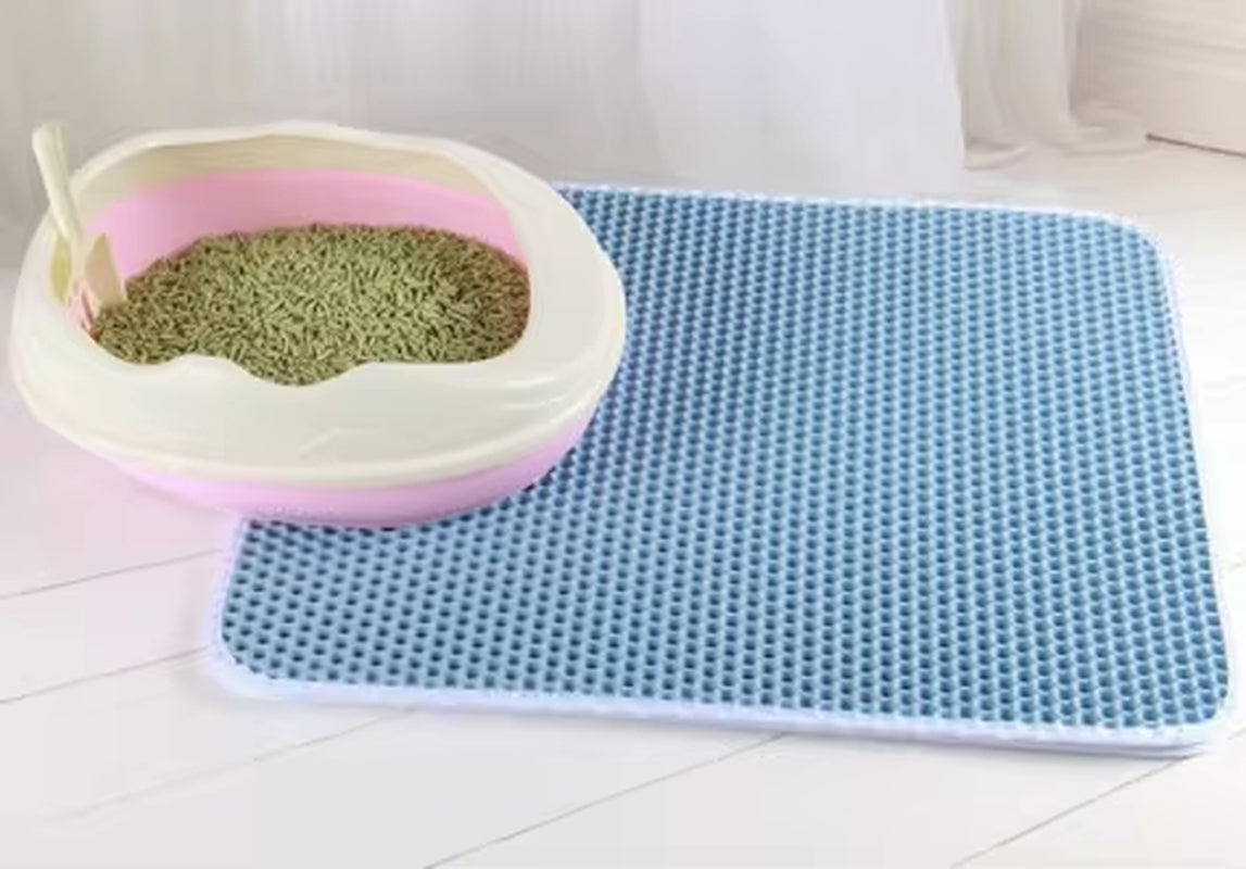 Cat Litter Mat with Gift Double Layer Waterproof Pet Litter Box Mat Non-Slip Sand Cat Pad Washable Bed Mat Clean Pad Products