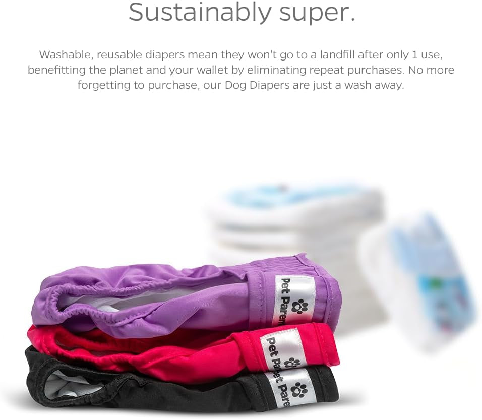 ® Washable Dog Diapers (3Pack) + Extendrs® of Durable Doggie Diapers, Premium Dog Diapers Female (X-Large, Princess)