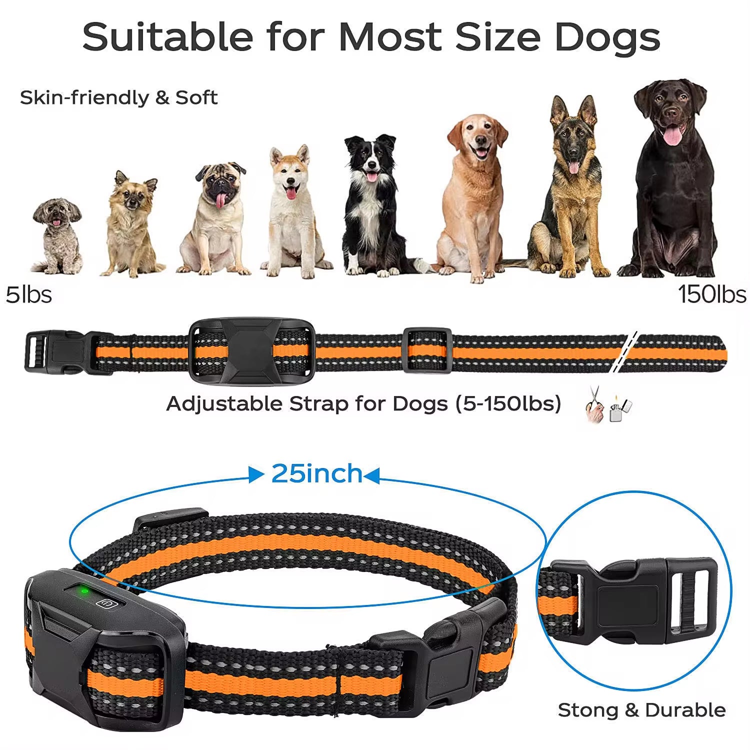 3300Ft Electric Dog Training Collar Remote Control Waterproof Pet Behaviorfor 5-120Lbs Puppy with Shock Vibration