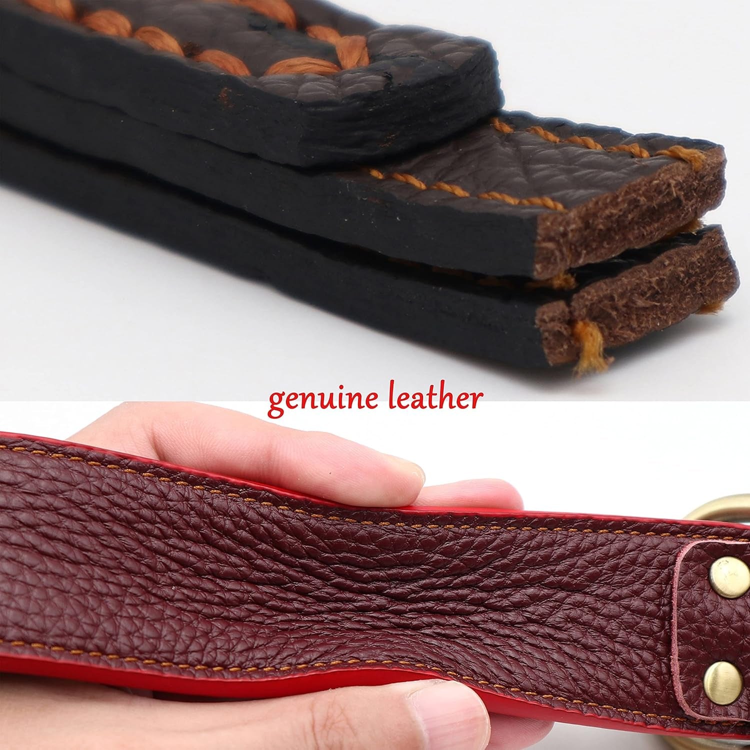 Genuine Leather Dog Collars with Quick-Release Metal Buckle for Small/Medium/Large/Extral-Large Dogs-Black,Extral Large