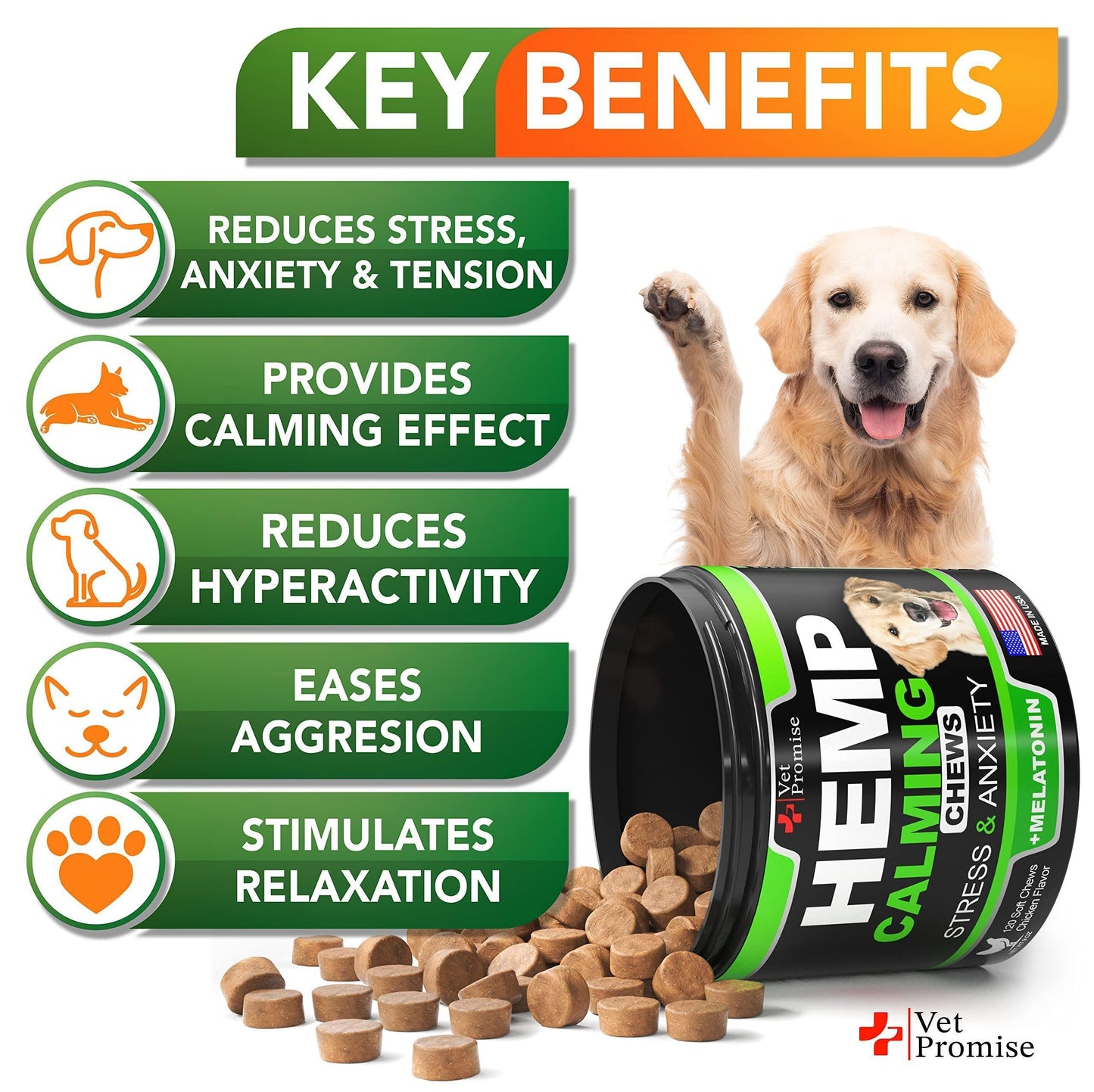 Hemp Calming Chews for Dogs Anxiety and Stress Dog Natural Calming 120 Treats