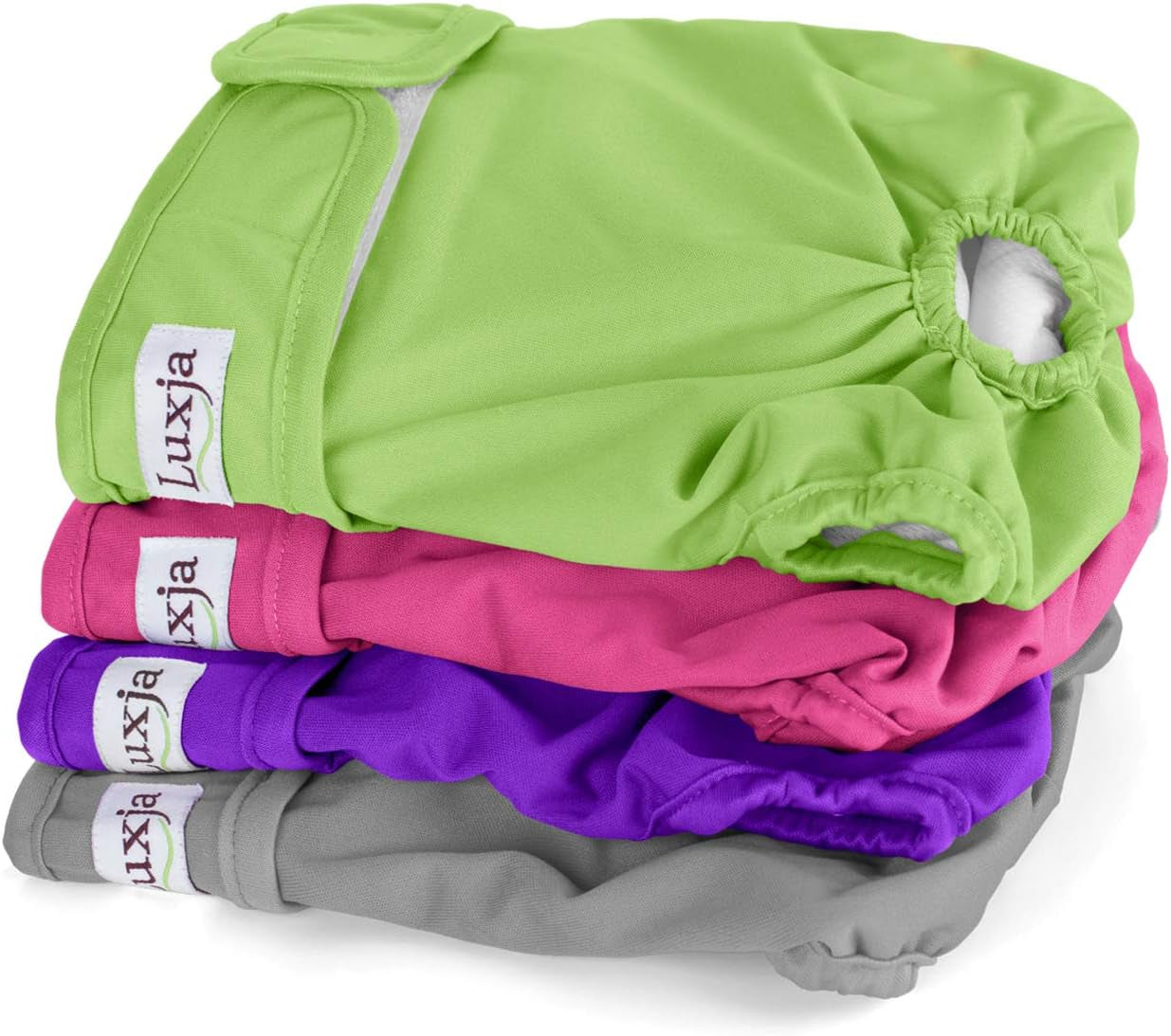 Reusable Female Dog Diapers (Pack of 4), Washable Wraps for Female Dog (Medium, Gray+Green+Purple+Rose Red)