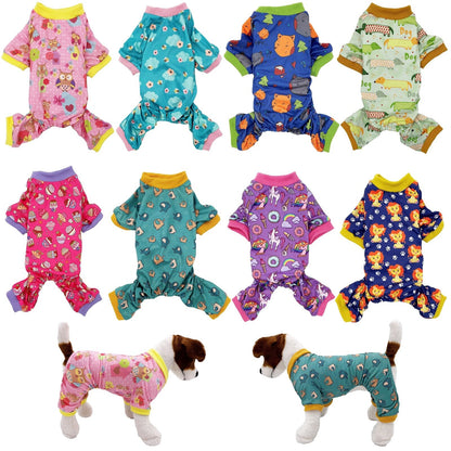 COTTON Blend Dog Pajamas Jumpsuit Soft Cute Pet Clothes Small Medium Pet XXS - L