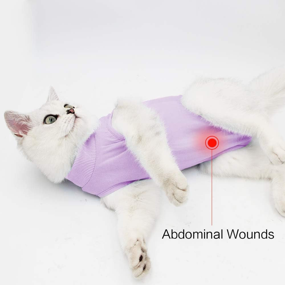 Cat Surgery Recovery Suit for Surgical Abdominal Wounds Home Indoor Pet Clothing E-Collar Alternative for Cats after Surgery Pajama Suit