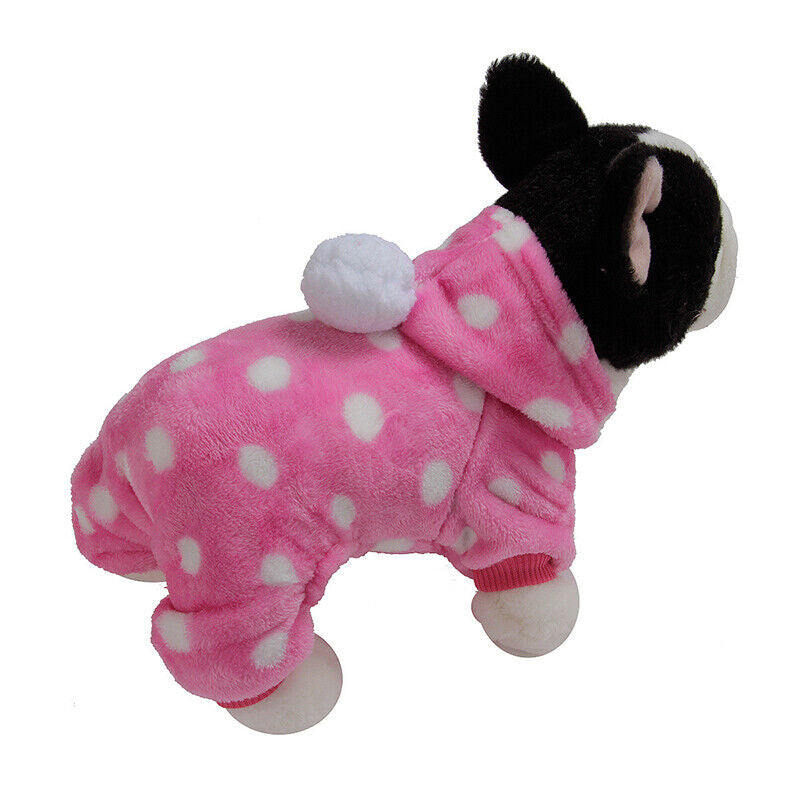 Pet Soft Plush Fleece Winter Small Dog Clothes Jumpsuit Hoodie Puppy Warm Coat