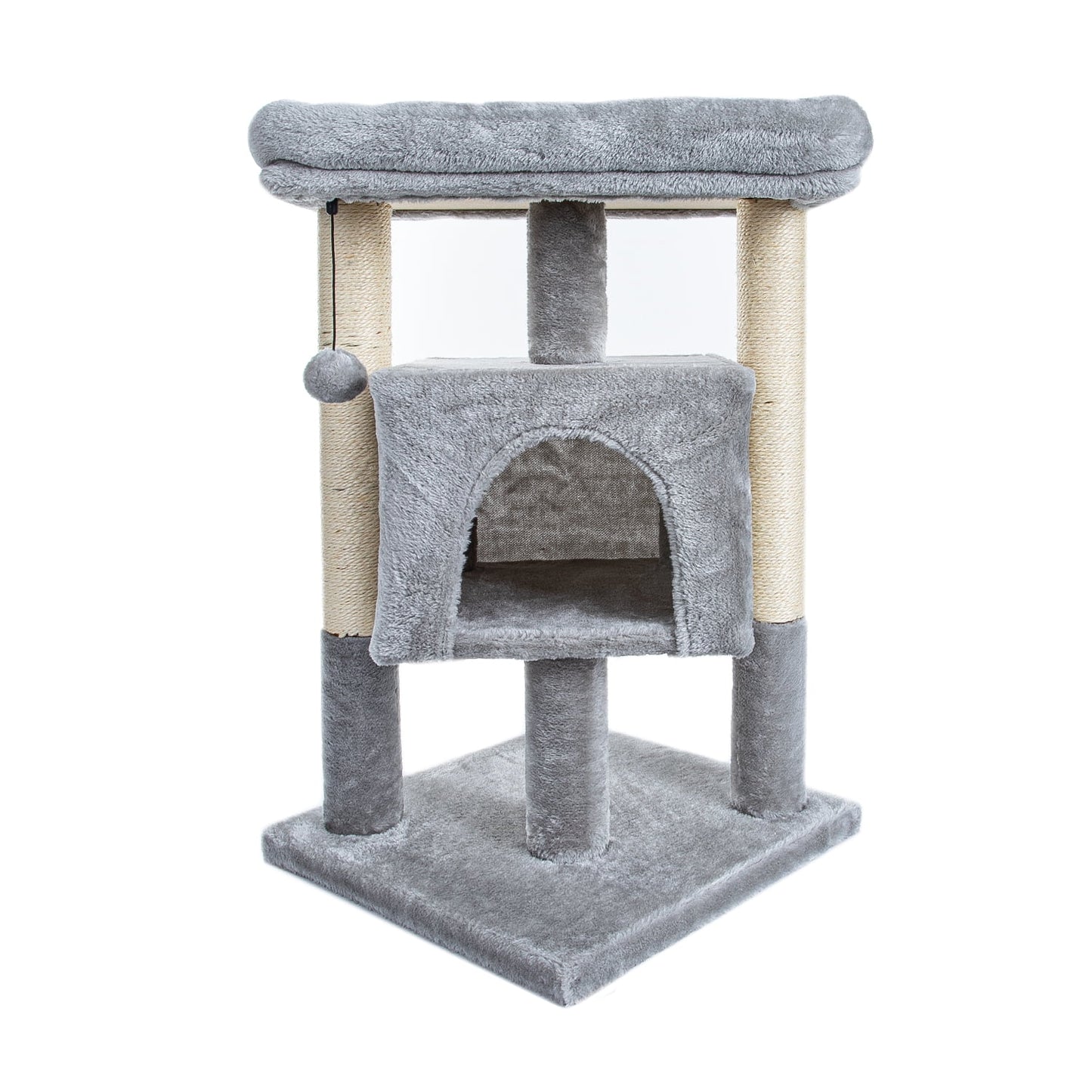 29" Cat Tree Tower for Indoor Cats Cat Condo with Sisal Scratching Posts, Plush Perch, Cat Bed Furniture, Gray