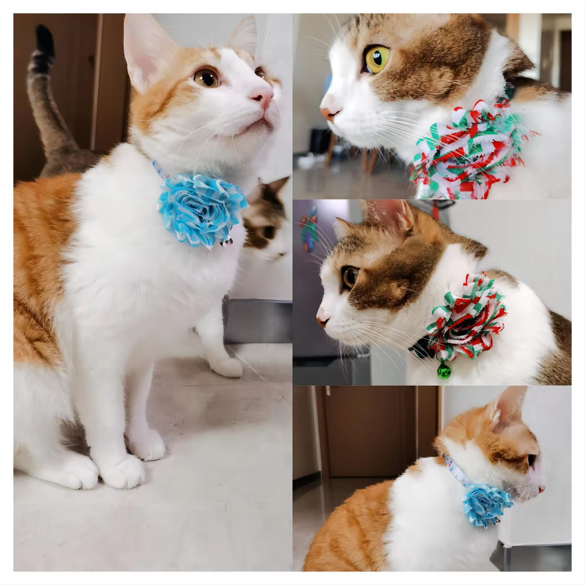 Bow Tie Cat Collar Cat Necklace Cat Paw Print Adjustable Collar Bell Positioning Sunflower Cats Collar with Flower