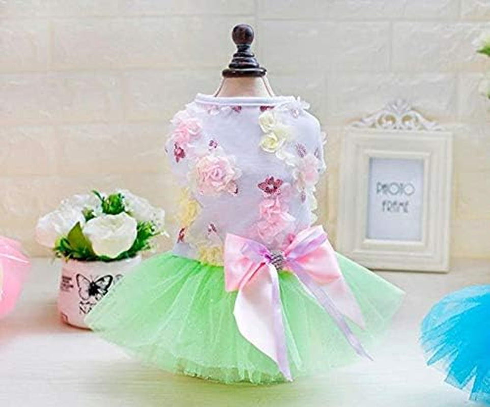 Pet Dog Dress Cute Girl Dogs Lace Skirt Puppy Princess Jumpsuit Party Floral Dresses Ribbon Bow Doggie Costumes