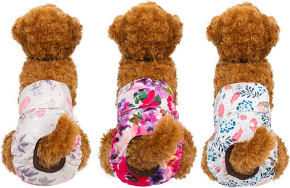 Dog Diapers Female Washable Small Medium Large 3 Pack Reusable Doggie Diapers Puppy Period Pants for Doggy Heat Cycle Peeing D21M