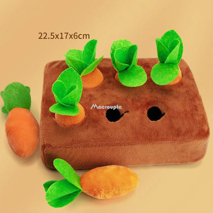 Dog Carrot Plush Toy Interactive Dog Toys Plush Puzzle Toys 2 in 1 Non-Slip Nosework Feed Games for Aggressive Chewers Pet