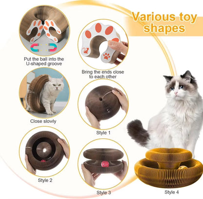 Magic Cat Scratch Organ Board Cat Toy with Ball Cat Grinding Claw Cat Climbing Frame Kitten round Corrugated Cat Scratching Toy