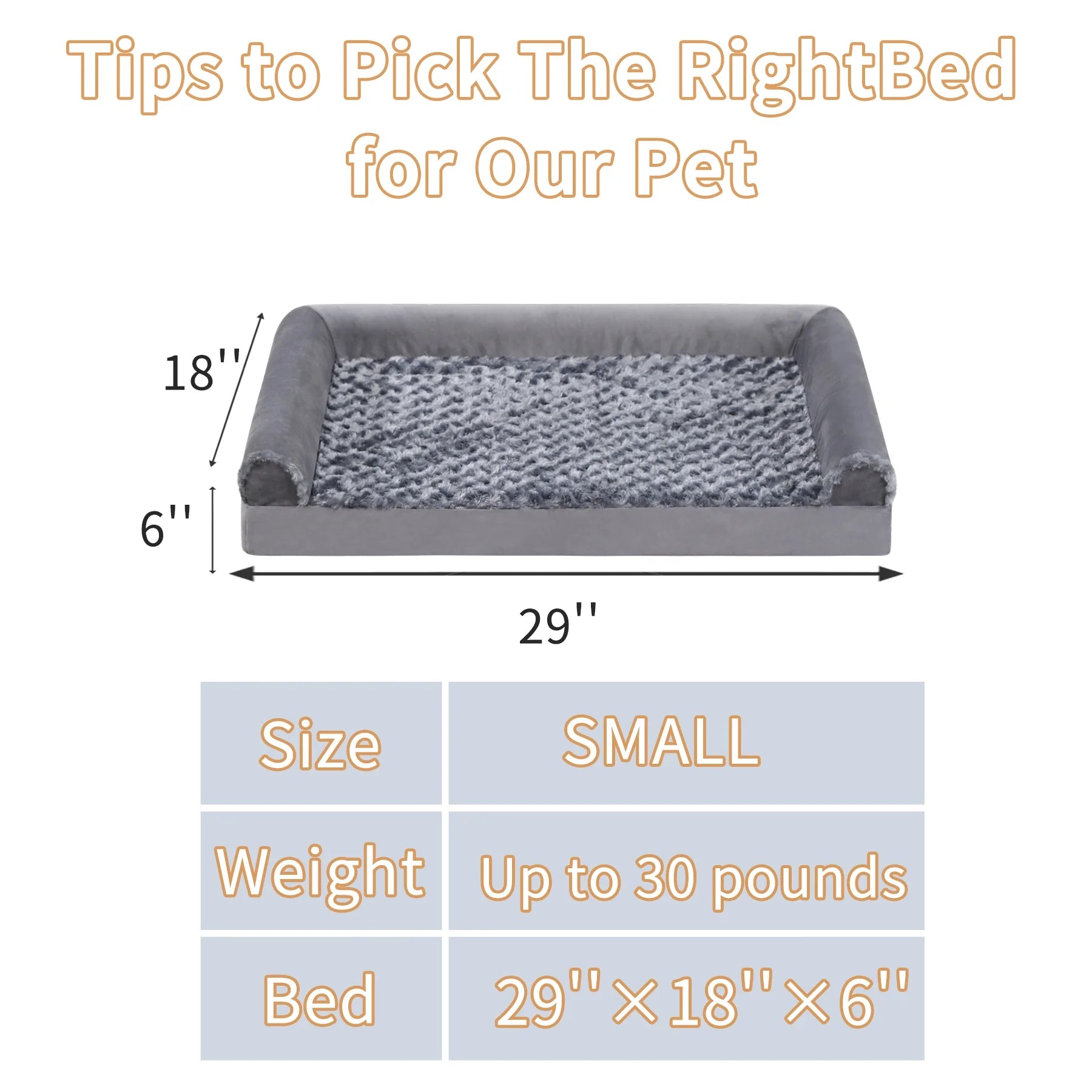 Orthopedic Headrest Dog Bed, 29" Waterproof Washable Cover Dog Beds with Memory Foam