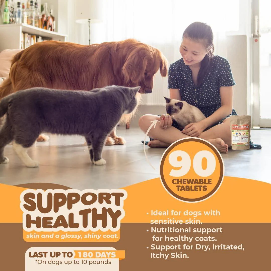 Skin and Coat Supplement with Fish Oil for Dogs Cats Dog Itch Relief With