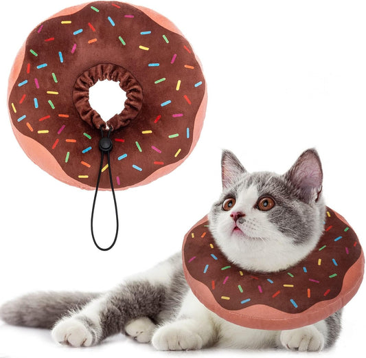 Cat Recovery Collar Soft - Cat Surgery Cone Collar Cute Donut, Adjustable Neck Protective E Collar for Cats Puppies Small Breeds Dogs Wound Healing