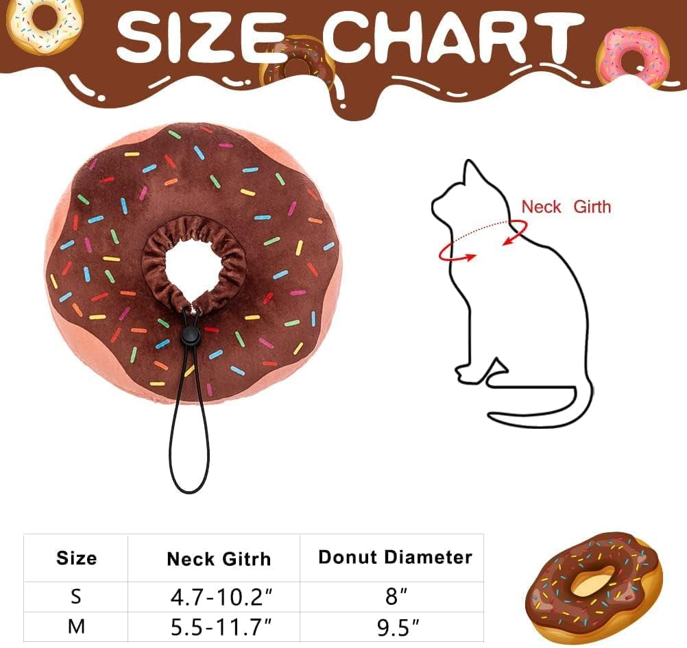 Cat Recovery Collar Soft - Cat Surgery Cone Collar Cute Donut, Adjustable Neck Protective E Collar for Cats Puppies Small Breeds Dogs Wound Healing