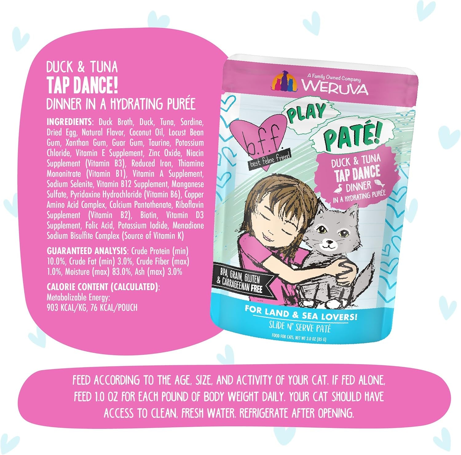 B.F.F. Play - Best Feline Friend Paté Lovers, Aw Yeah!, Duck & Tuna Tap Dance with Duck & Tuna, 3Oz Pouch (Pack of 12)