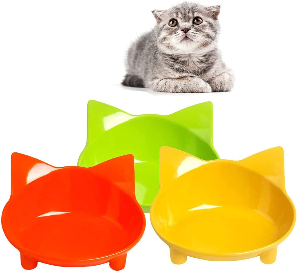 Cat Bowl – Non-Slip, Wide & Shallow Cat Food Bowls (3 Pack) for Whisker Fatigue Relief, Also for Puppies & Rabbits