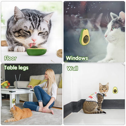 Pet Cat Avocado Catnip Wall Balls Cat Toys Cat Edible Lick Balls Cat Products Spinable Treats Toys Kitten Supplies