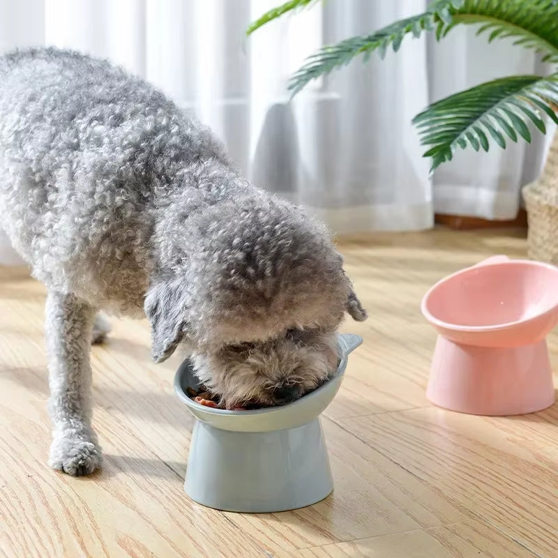 New Cat Bowl High Foot Dog Bowl 45°Neck Protector Cat Pet Food Water Bowls Pet Feeding Cup Pet Feeder