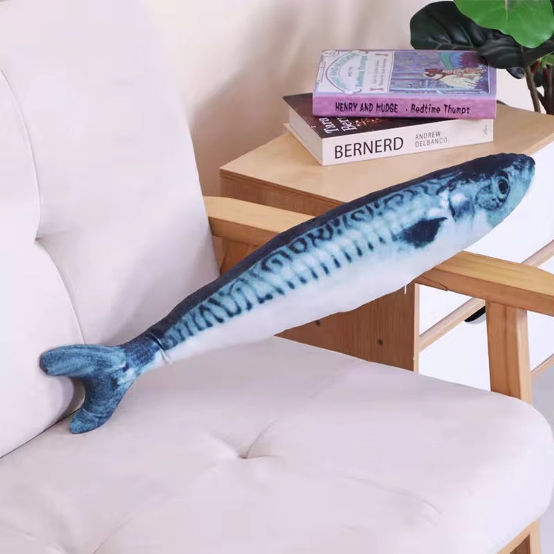 Pet Plush Cat Catnip Toy Teeth Teasing Cat Toy Simulated Fish Cat Fish Throw Pillow