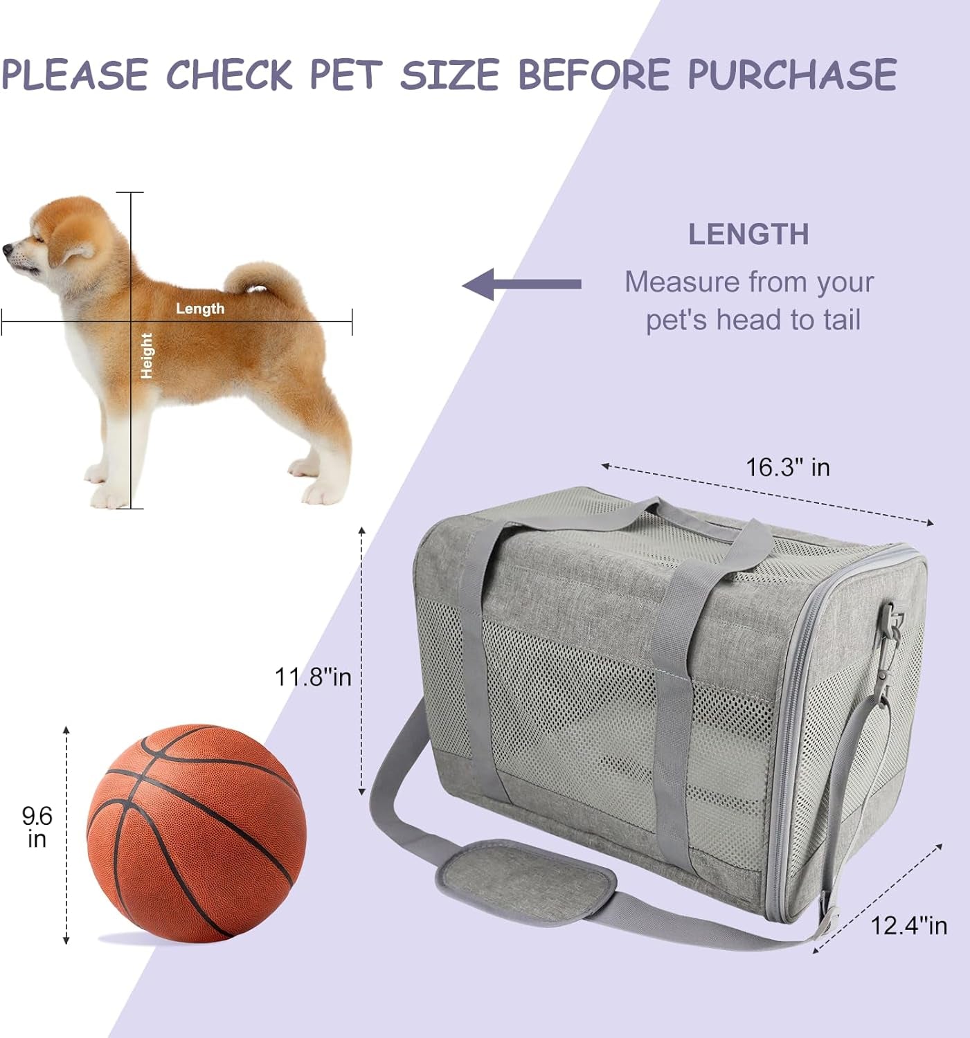 Cat Carrier Dog Carriers for Small Dogs Soft Slided Airline Approved Collapsible Pet Travel Carrier, Small (16.3" L X 11.8" H X 12.4" W)