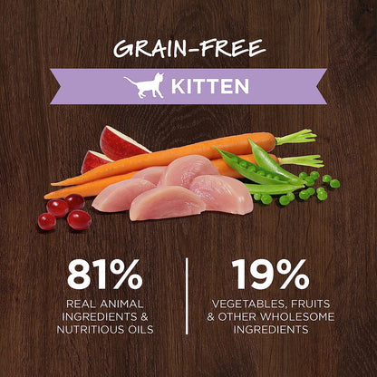 Original Kitten Dry Cat Food, Raw Coated Kibble, High Protein, Grain Free Recipe - Real Chicken, 4.5 Lb. Bag