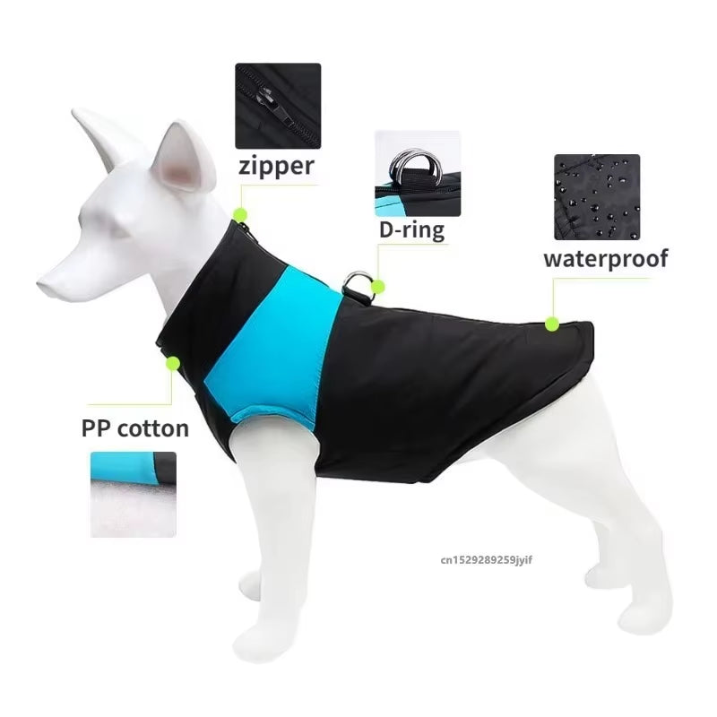 Waterproof Warm Dog Clothes Pet Coat Winter Vest Padded Zipper Jacket Dog Clothing for Small Medium Big Dogs Outfit