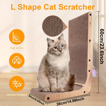 L Shape Cat Scratcher, 23.6 Inch Cat Scratchers for Indoor Cats, Protecting Furniture Cat Scratch Pad, Cardboard Cat Scratching