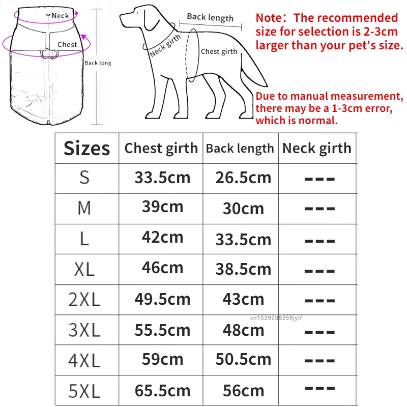 Waterproof Warm Dog Clothes Pet Coat Winter Vest Padded Zipper Jacket Dog Clothing for Small Medium Big Dogs Outfit