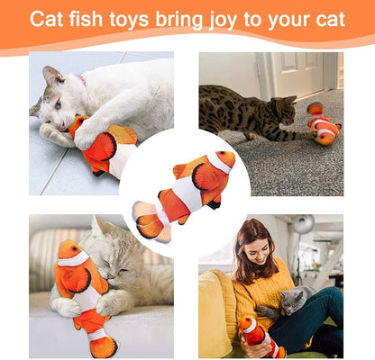 Electric Floppy Fish Cat Toy, Moving Cat Kicker Fish Toy, 11" Realistic Flopping Fish Dog Toy, Plush Interactive Cat Toy for Indoor Cats, Wiggle Fish Catnip Toys