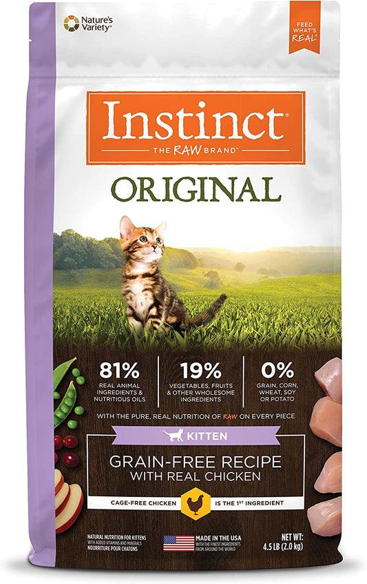 Original Kitten Dry Cat Food, Raw Coated Kibble, High Protein, Grain Free Recipe - Real Chicken, 4.5 Lb. Bag