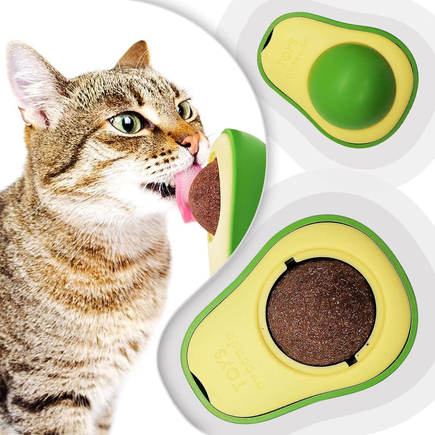 Pet Cat Avocado Catnip Wall Balls Cat Toys Cat Edible Lick Balls Cat Products Spinable Treats Toys Kitten Supplies