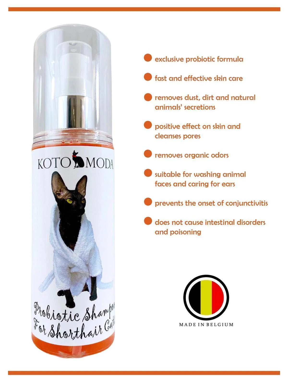 Probiotic Shampoo for Shorthair Cats 120 Ml with Foam Pump Cornish Rex Devon Rex