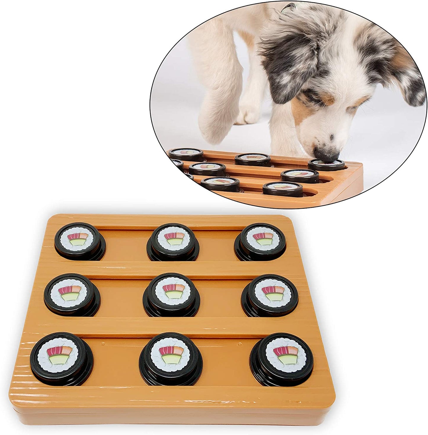 Sushi Interactive Puzzle Game Dog Toys & Cat Toys (Puzzle & Interactive Dog Toy) Great Alternative to Snuffle Mat for Dogs; Slow Feeder Bowls & Slow Feeder Cat Bowl