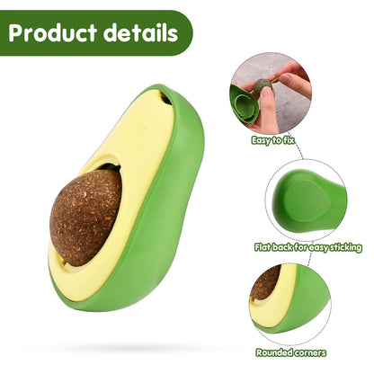 Pet Cat Avocado Catnip Wall Balls Cat Toys Cat Edible Lick Balls Cat Products Spinable Treats Toys Kitten Supplies